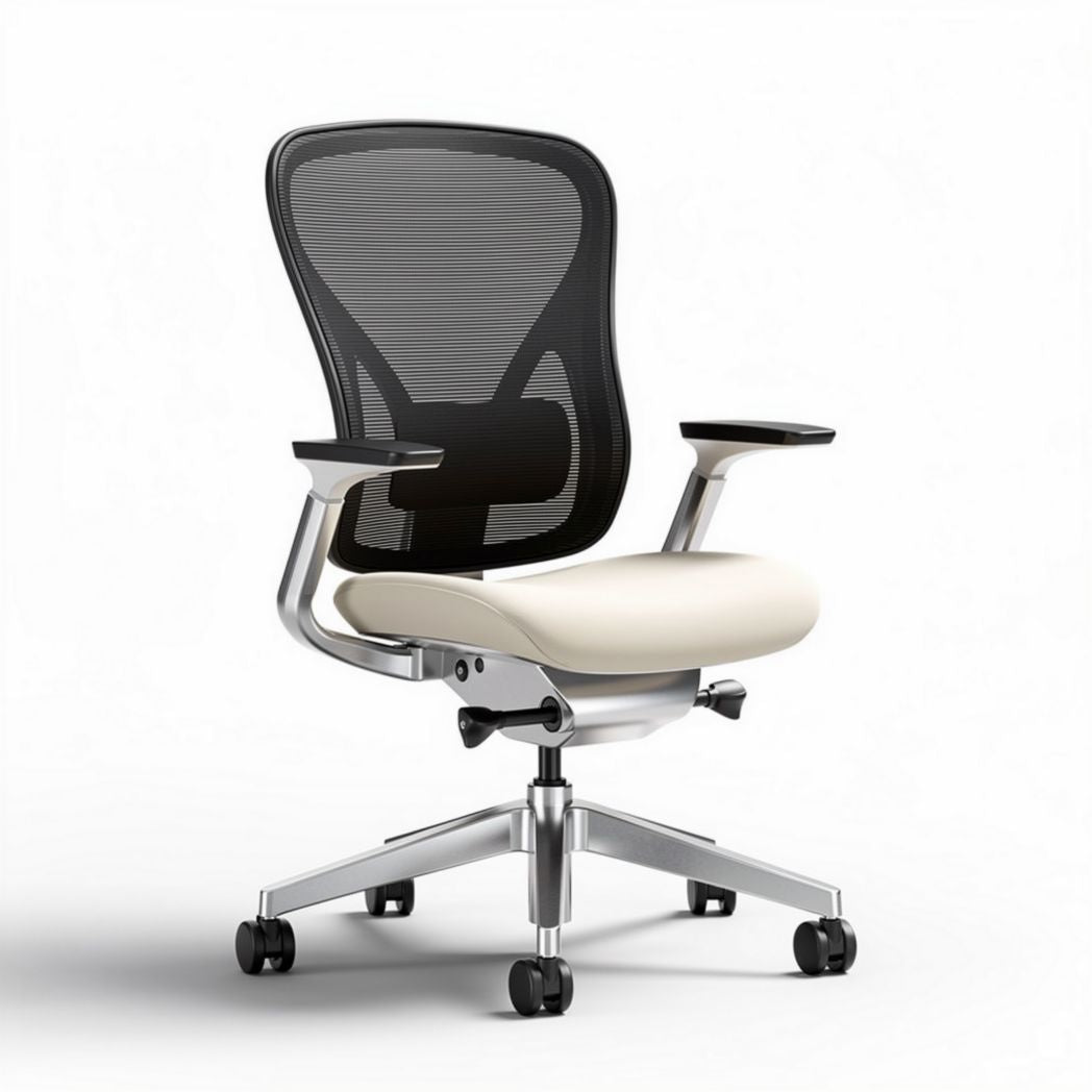 Ergonomische bureaustoel met mesh rugleuning en witte zitting 60 x 60 x 100cm