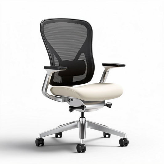 Ergonomische bureaustoel met mesh rugleuning en witte zitting 60 x 60 x 100cm