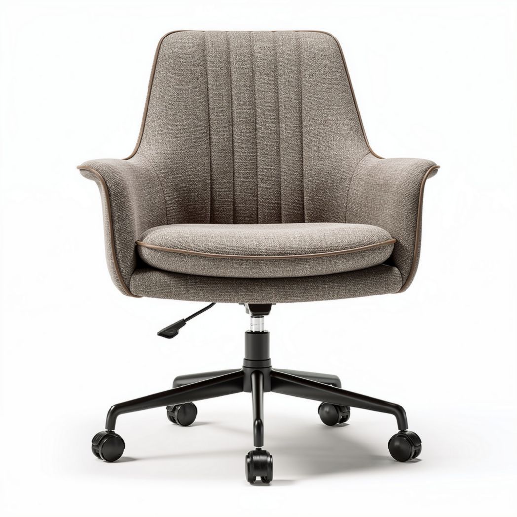 Bureau stoel met verstelbare hoogte in grijs stof en zwart onderstel 60 x 60 x 90cm