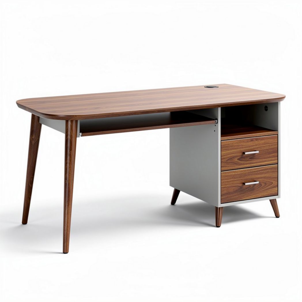 Bureau van hout en metaal met 2 lades afmetingen 120 x 60 x 75cm