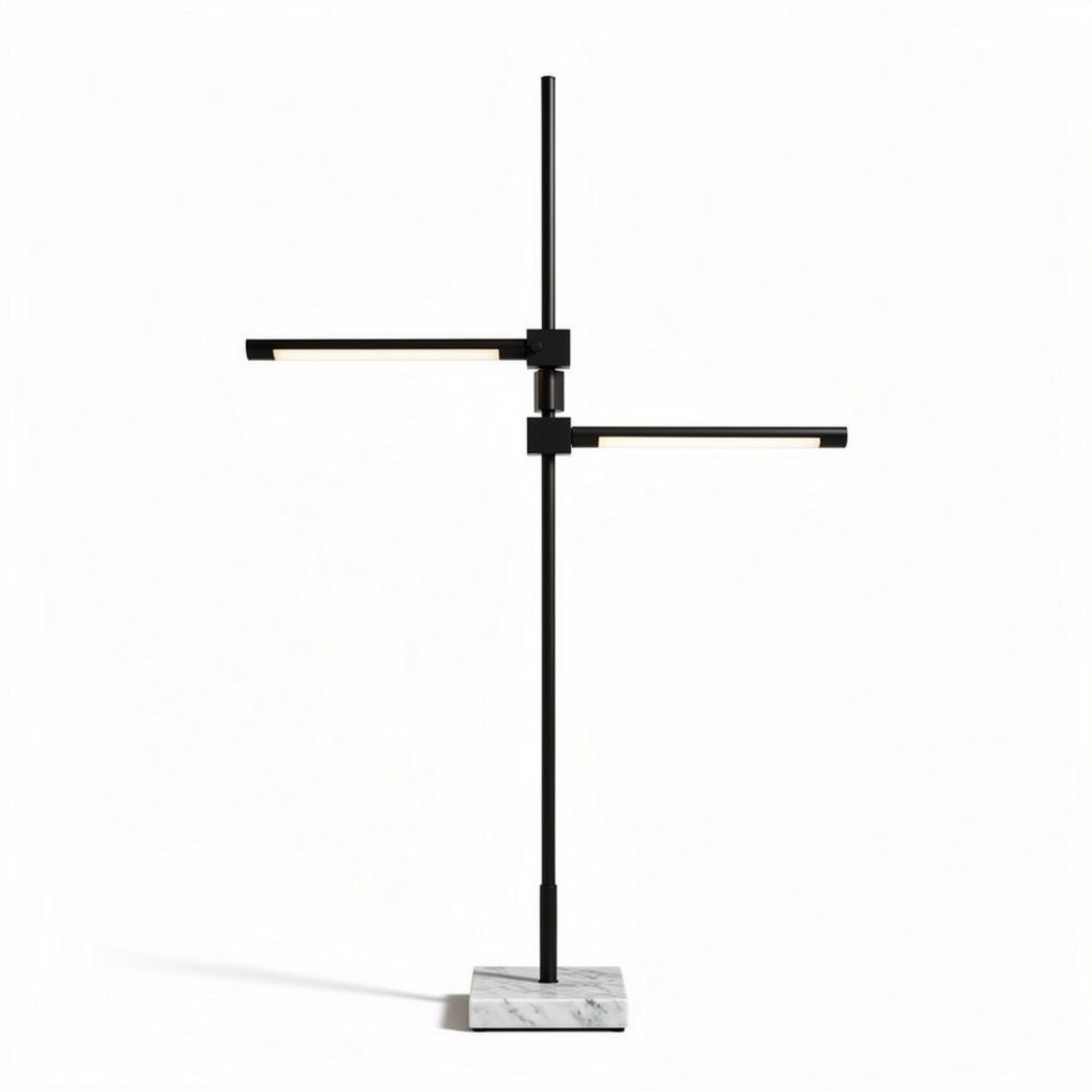 Verstelbare vloerlamp van marmer en metaal 120 x 30 x 180cm zwart