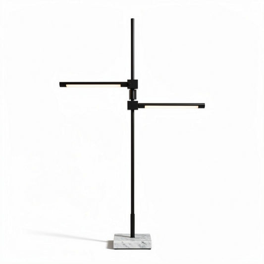 Verstelbare vloerlamp van marmer en metaal 120 x 30 x 180cm zwart