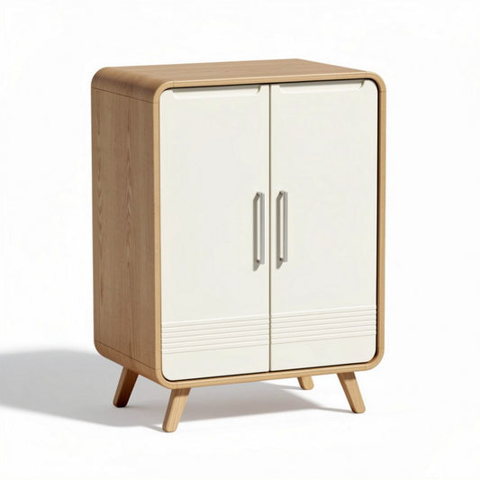 Houten kast met witte deuren en laden afmetingen 80 x 40 x 100cm