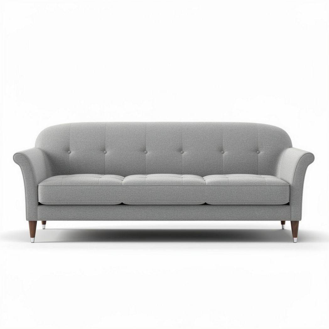 Grijs stoffen bank met houten poten 200 x 80 x 85cm voor woonkamer