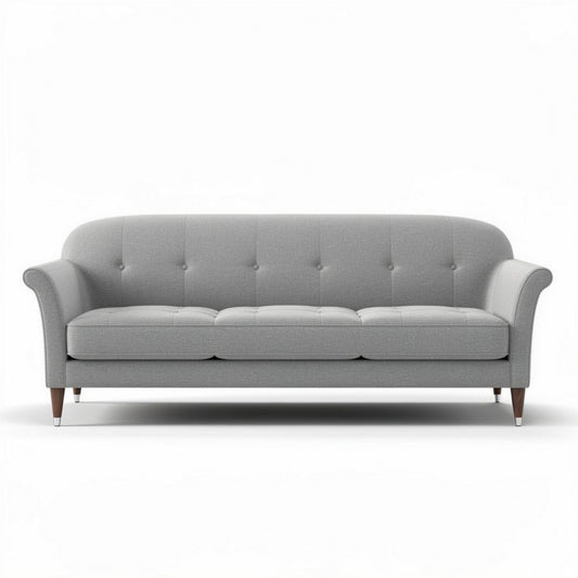 Grijs stoffen bank met houten poten 200 x 80 x 85cm voor woonkamer