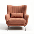 Geribbelde oranje fauteuil met kussen op metalen poten 80 x 90 x 100cm