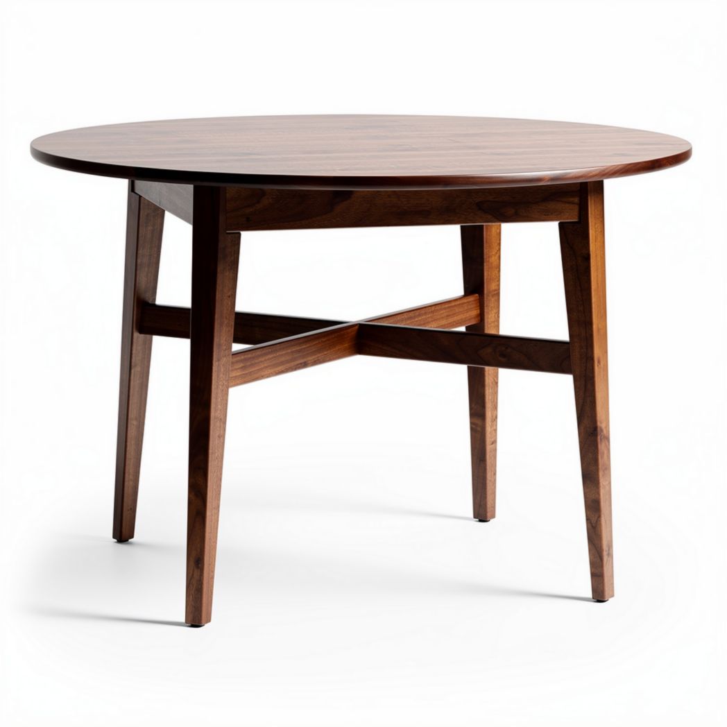 Eikenhouten ronde tafel met kruisvoet 90 x 90 x 75cm bruin