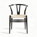 Houten eetkamerstoel met naturel jute zitting en zwart gelakt frame 45 x 50 x 80cm